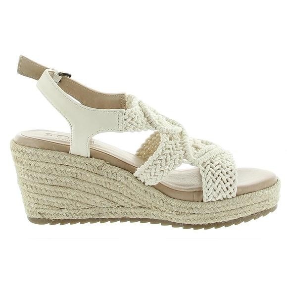 Soul Naturalizer Oasis Espadrille Wedge Macrame Sandals Cream Crochet Womens 8.5 - Picture 3 of 12
